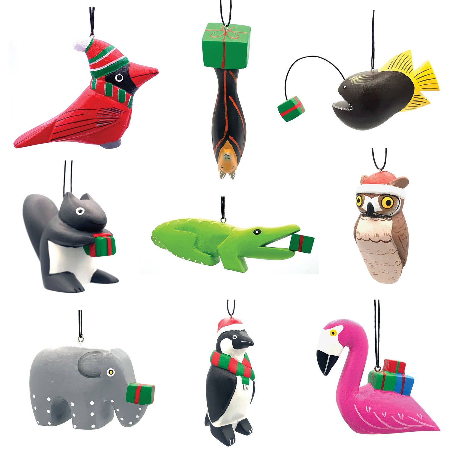 Holiday Flamingo- Balsa Ornament