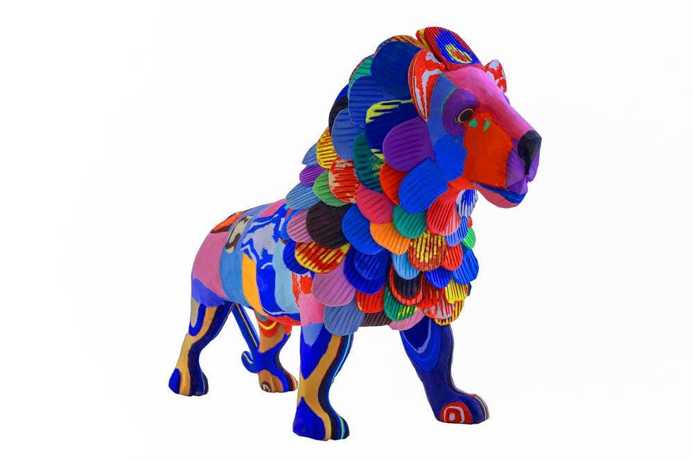Recycled Lion Flip Flop Sculpture- colours vary
