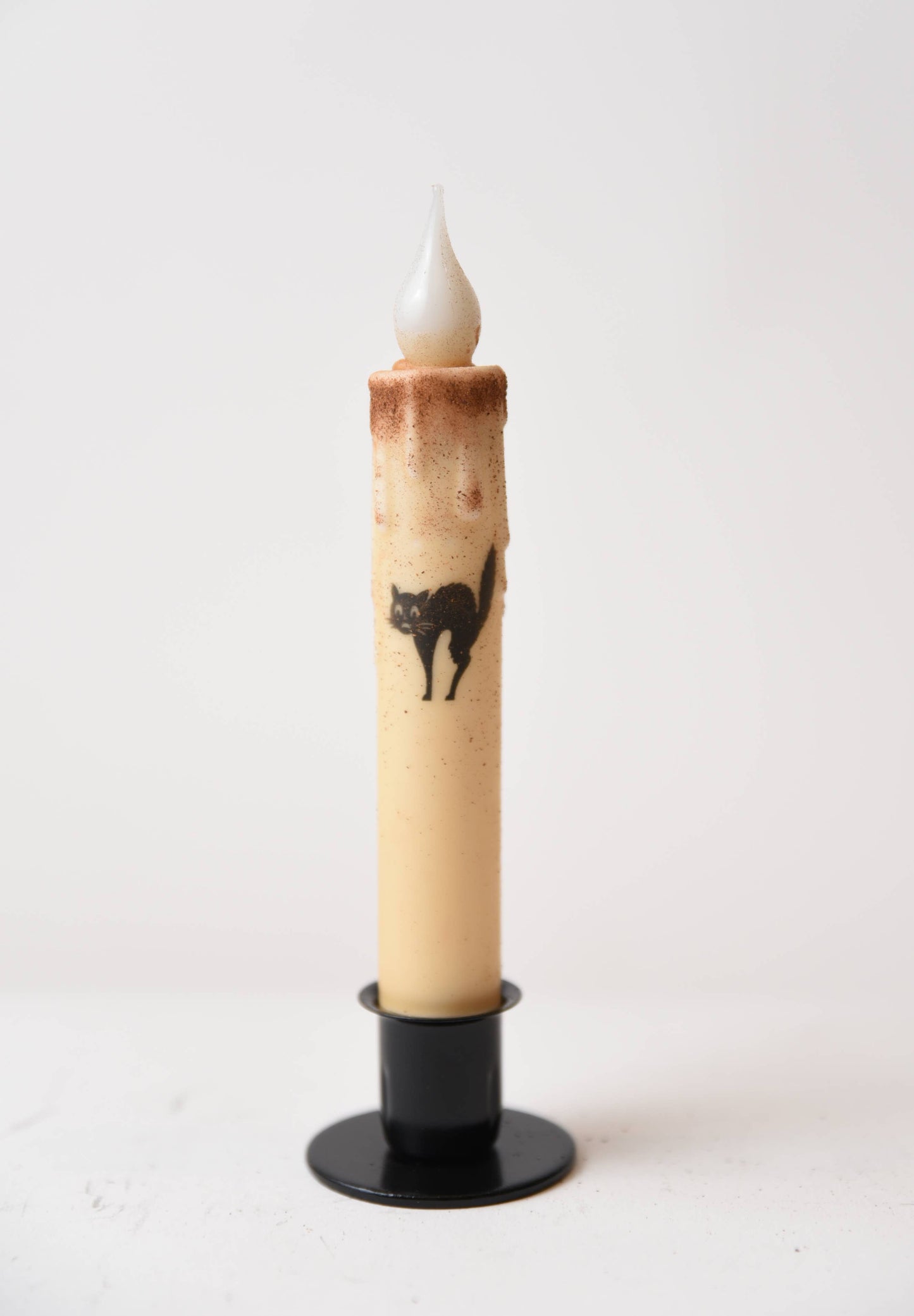 Scaredy Cat Silhouette LED Timer Taper Candle