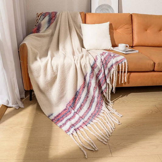 Soft & Cozy Boucle Knit Blanket with tassels