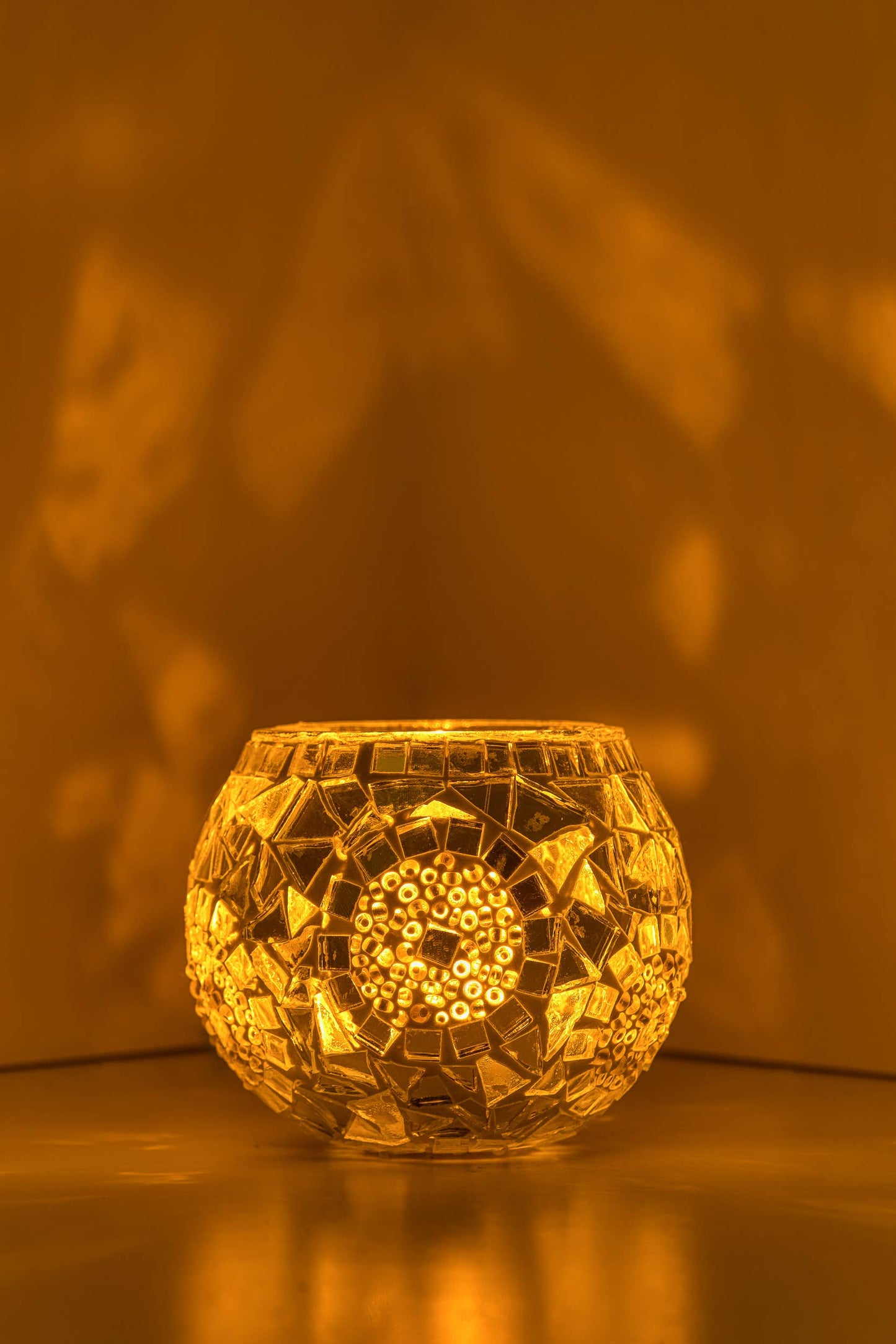 Mosaic Glass Candle Holders | Christmas Holiday Decor- multi-colored