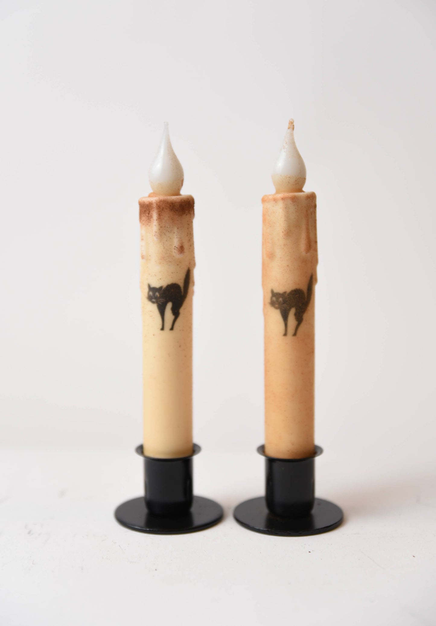 Scaredy Cat Silhouette LED Timer Taper Candle