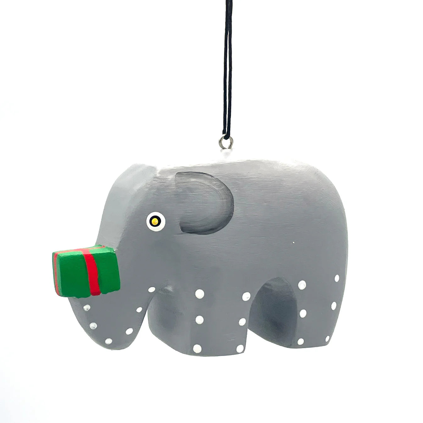 Holiday Elephant- Blue- Balsa Ornament