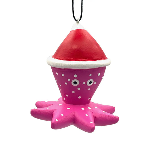 Holiday Octopus, Yellow- Balsa Ornament