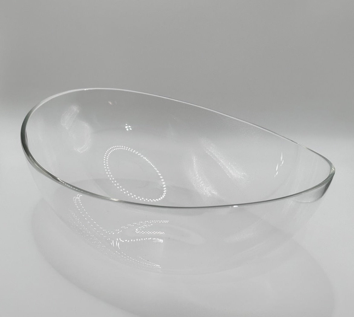 Oval shaped glass bowl.