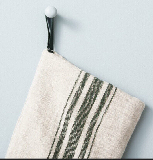 Stocking- Creme w/Hunter Stripes