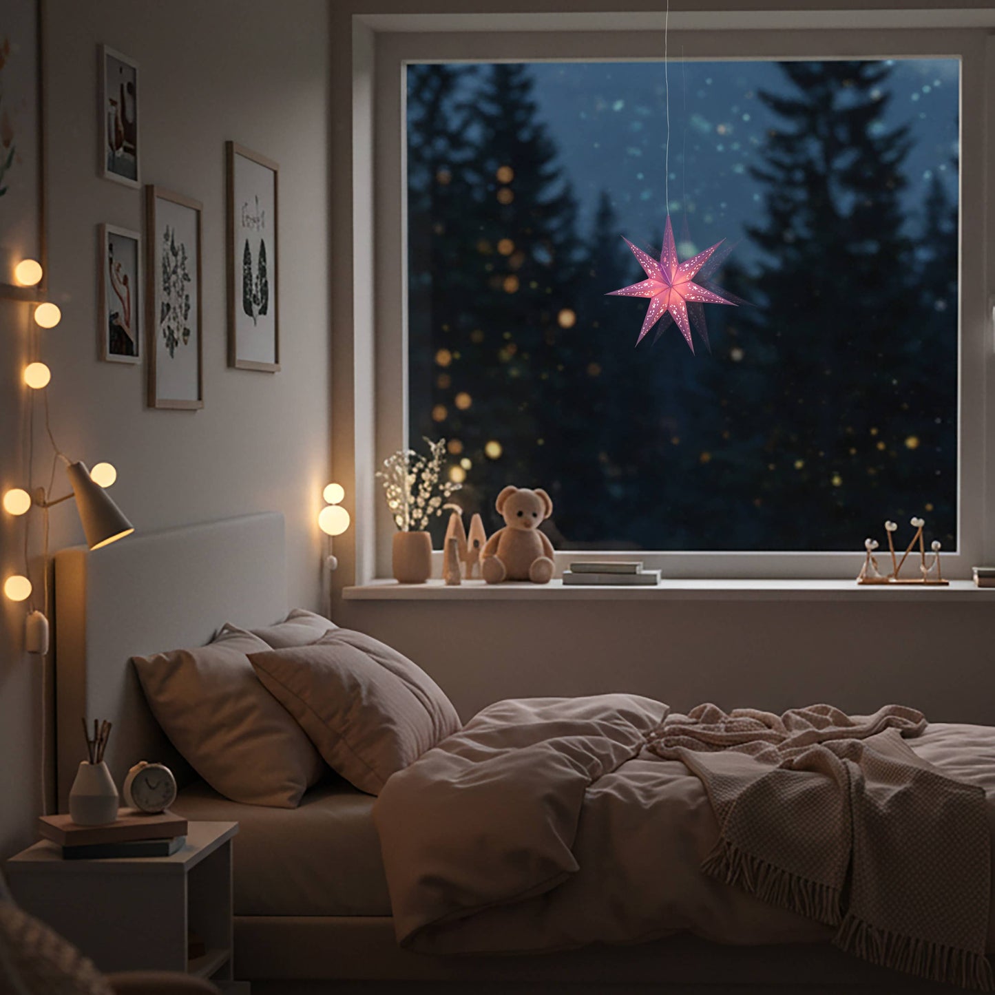 Twinkle Star 7 Point 9" Purple Paper Star Lantern Light