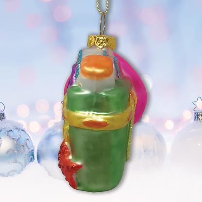 Sunny Beach Bag Glass Ornament