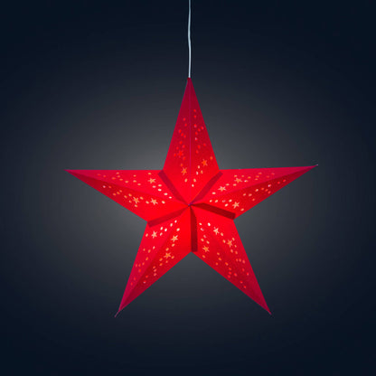 Twinkle Star ~ 5 Pointer, 15", Red Paper Star Lantern Light