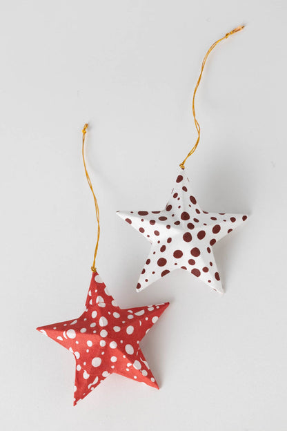 Polka Dot Star Ornament - White