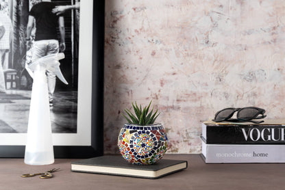 Mosaic Glass Candle Holders | Christmas Holiday Decor- multi-colored