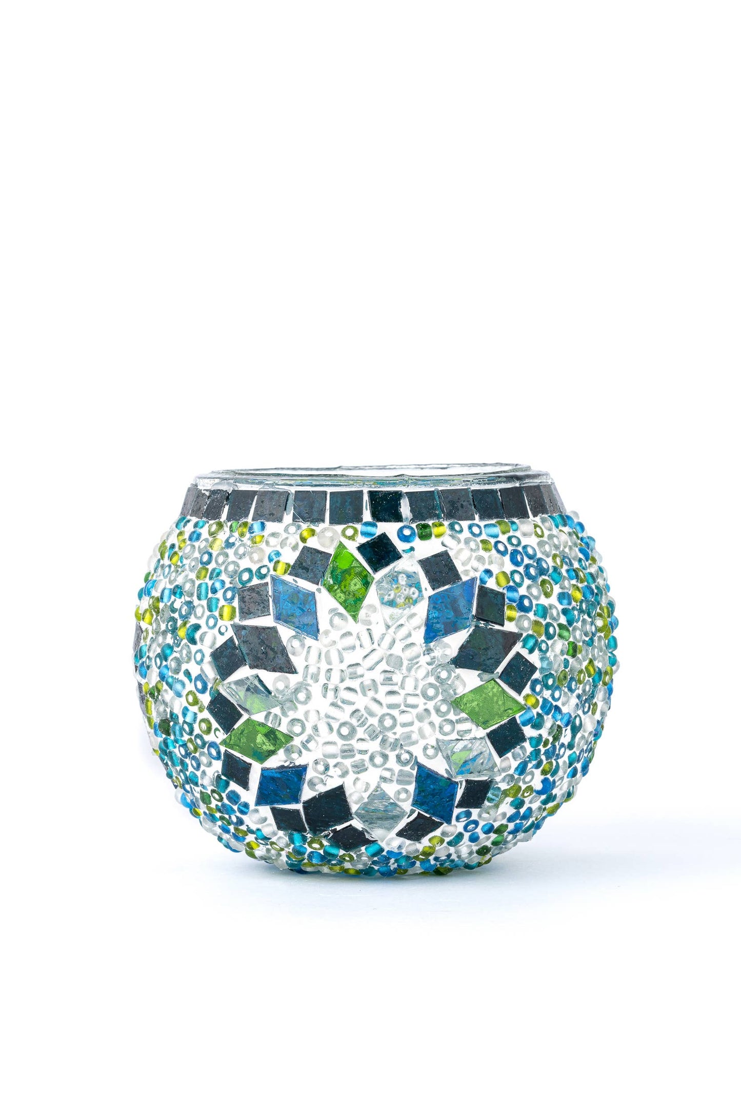 Mosaic Glass Candle Holders | Christmas Holiday Decor- multi-colored