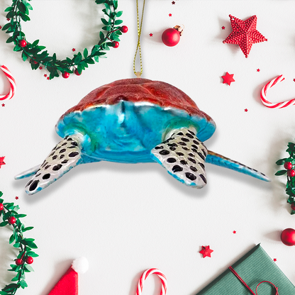 Sea Turtle Glass Christmas Ornament