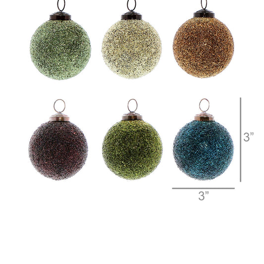 Crystalized Glass Ornament - Set of 6