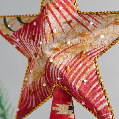 Star Tree Topper- Upcycled Sari