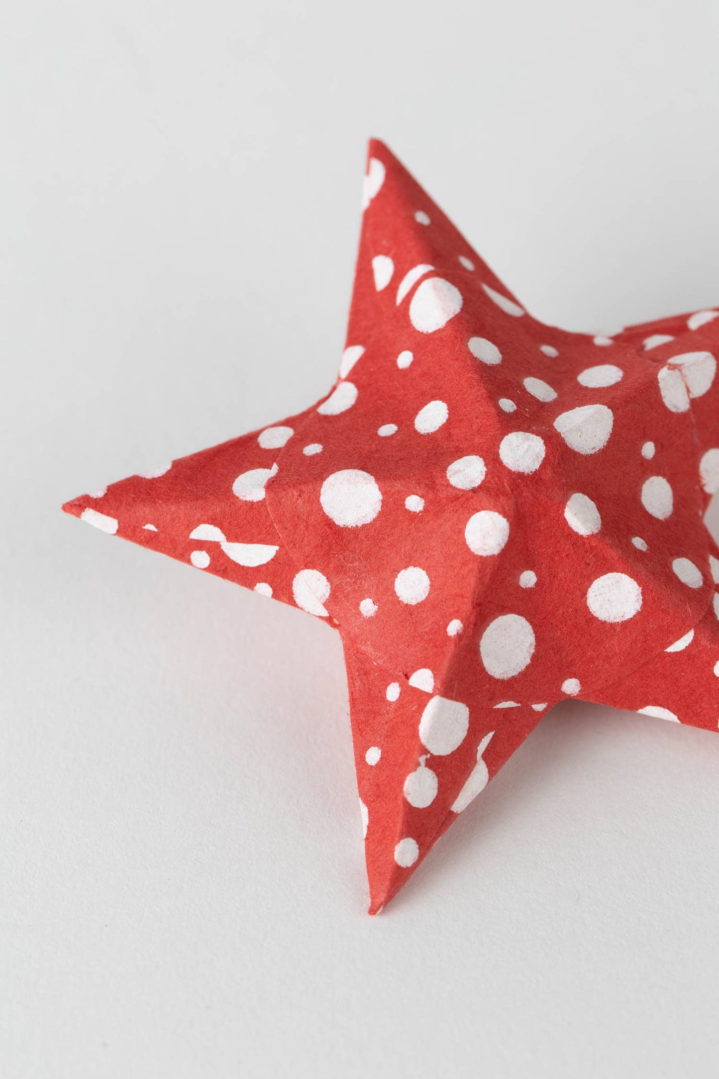 Polka Dot Star Ornament - Red