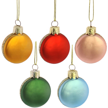 Set of 5 Macaroon Ornaments - Gold, Red, Blue, Green, Pink