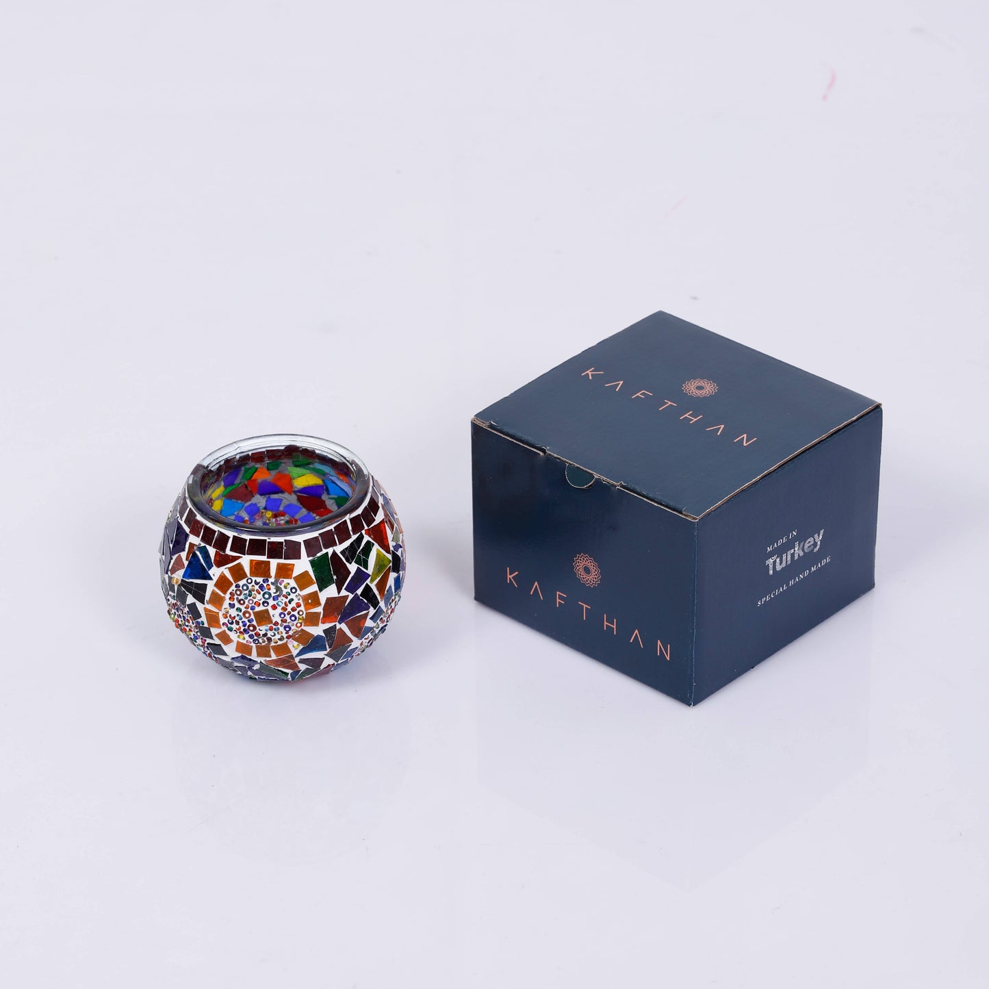 Mosaic Glass Candle Holders | Christmas Holiday Decor- multi-colored