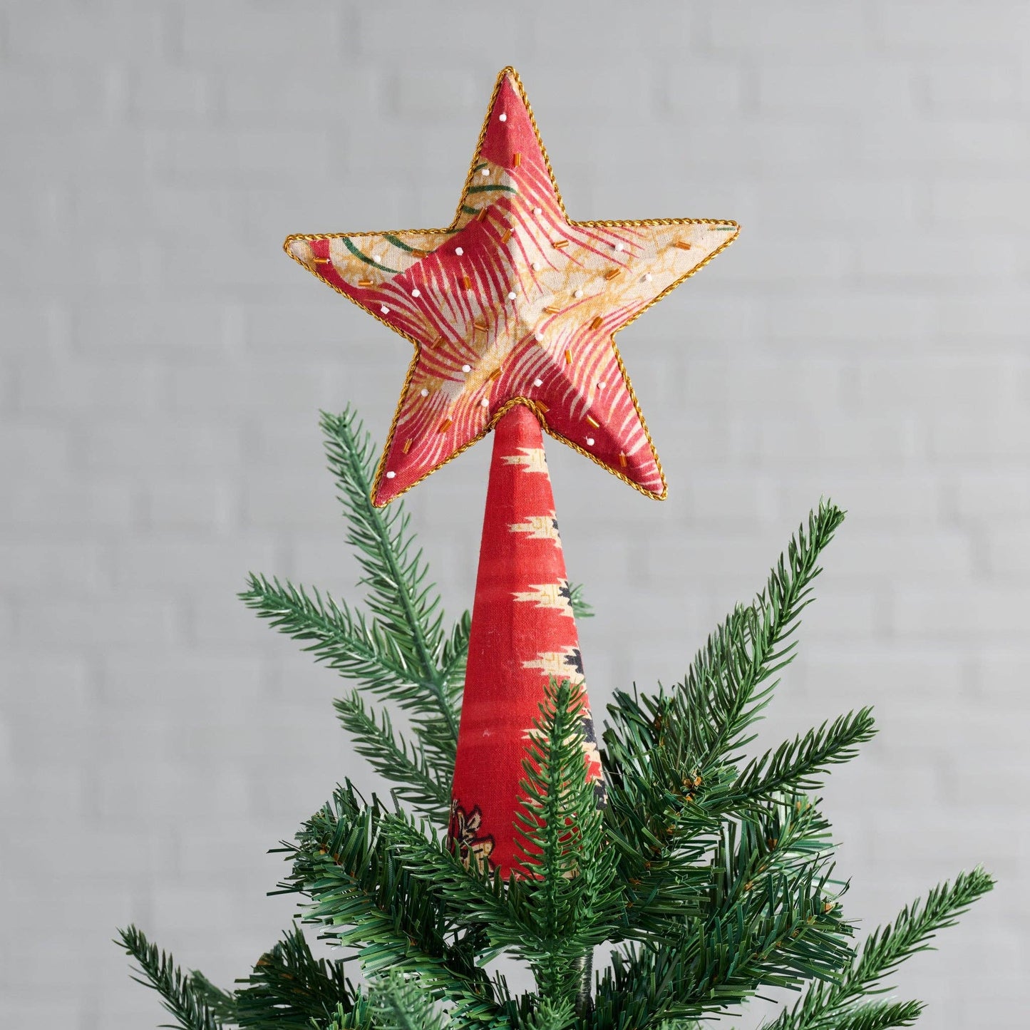Star Tree Topper- Upcycled Sari