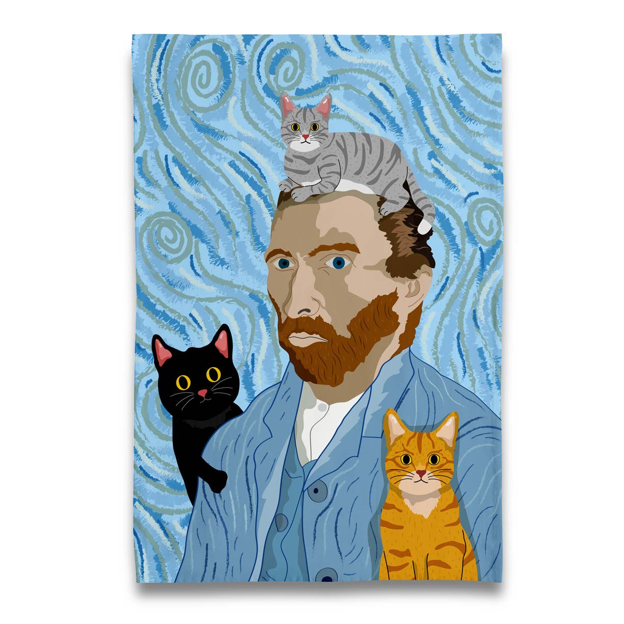 Museum Collection- Van Gogh and His Kitty Cats Tea Towel 