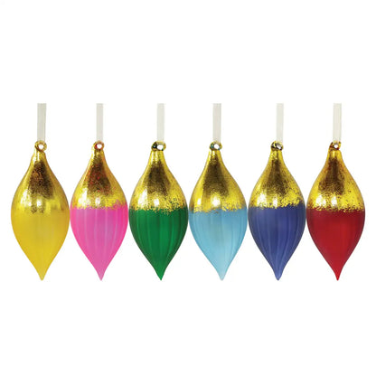 Christmas Boho Shimmering Gold Glass Ornament-Red