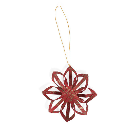 Touch of Gold Star Ornament Red