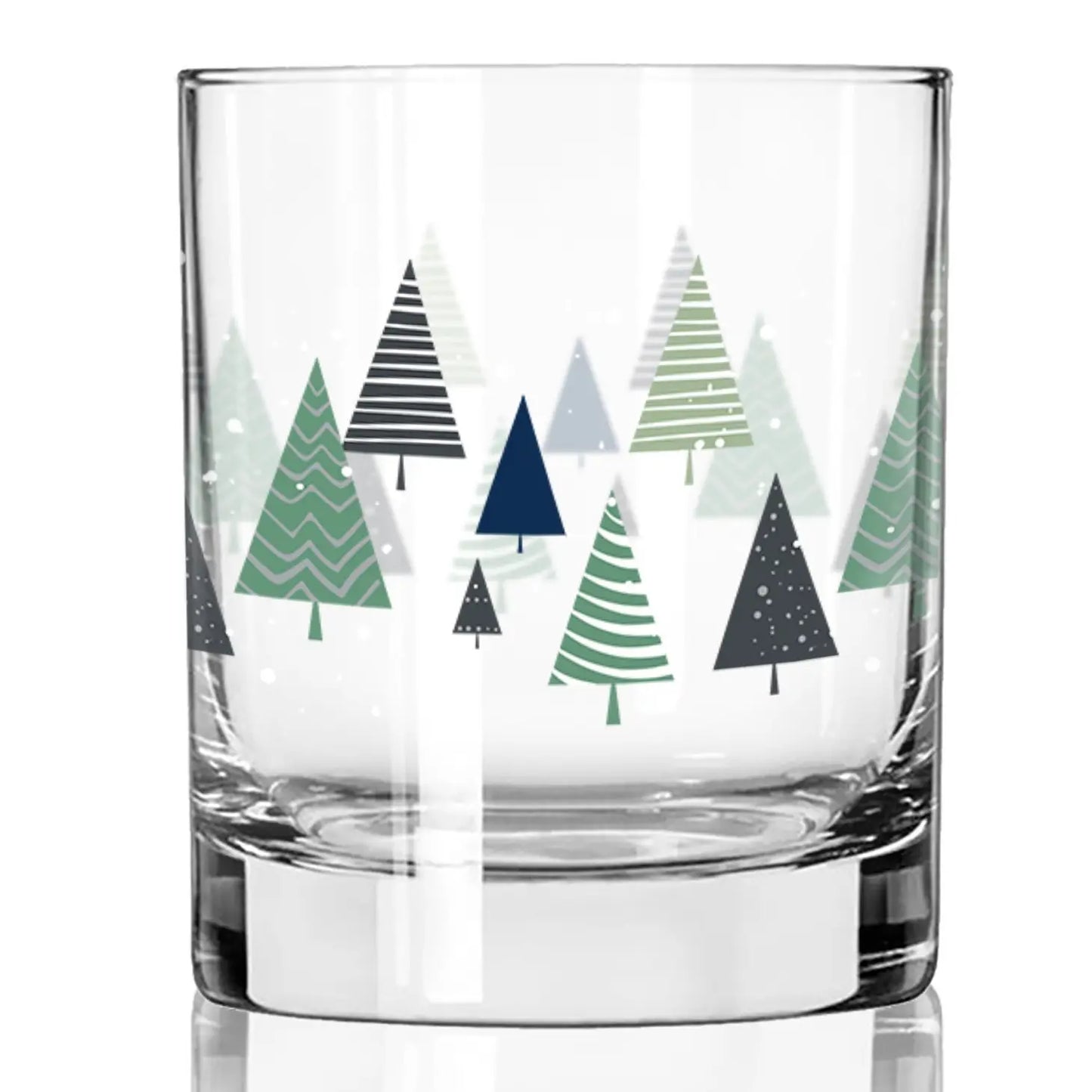 Christmas Holiday Trees 11 oz Whiskey Glass, clrnc