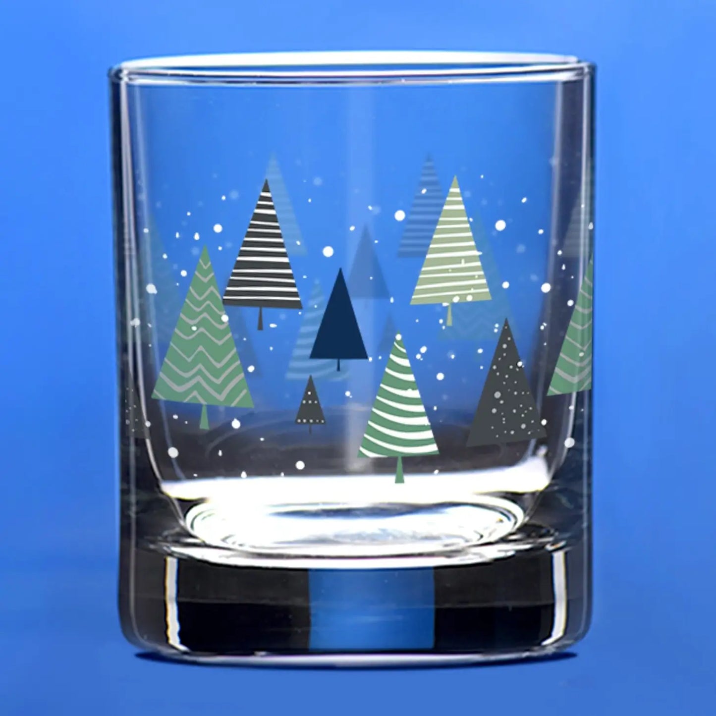 Christmas Holiday Trees 11 oz Whiskey Glass, clrnc