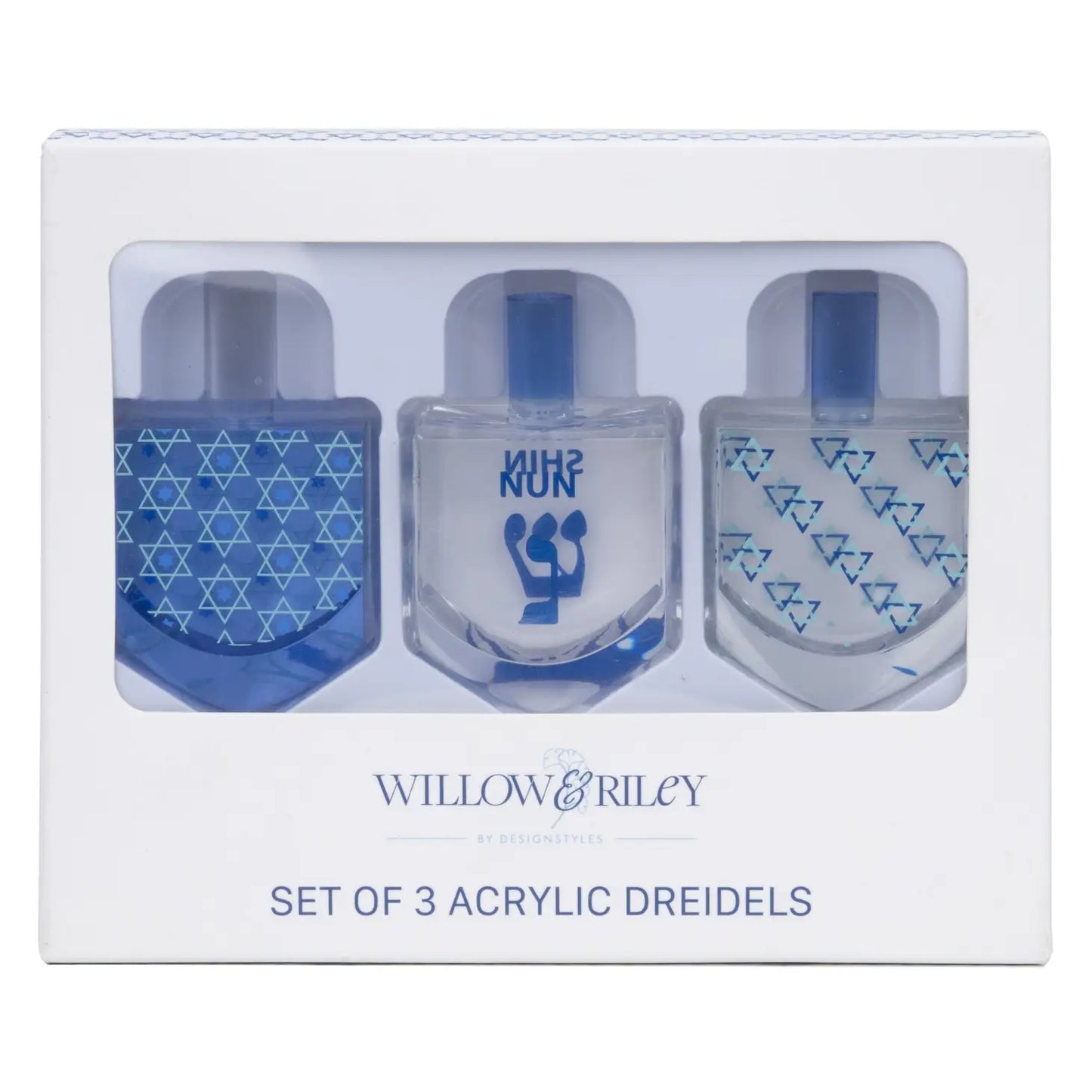 Willow & Riley Set of 3 Acrylic Hanukkah Dreidels Décor, clrnc