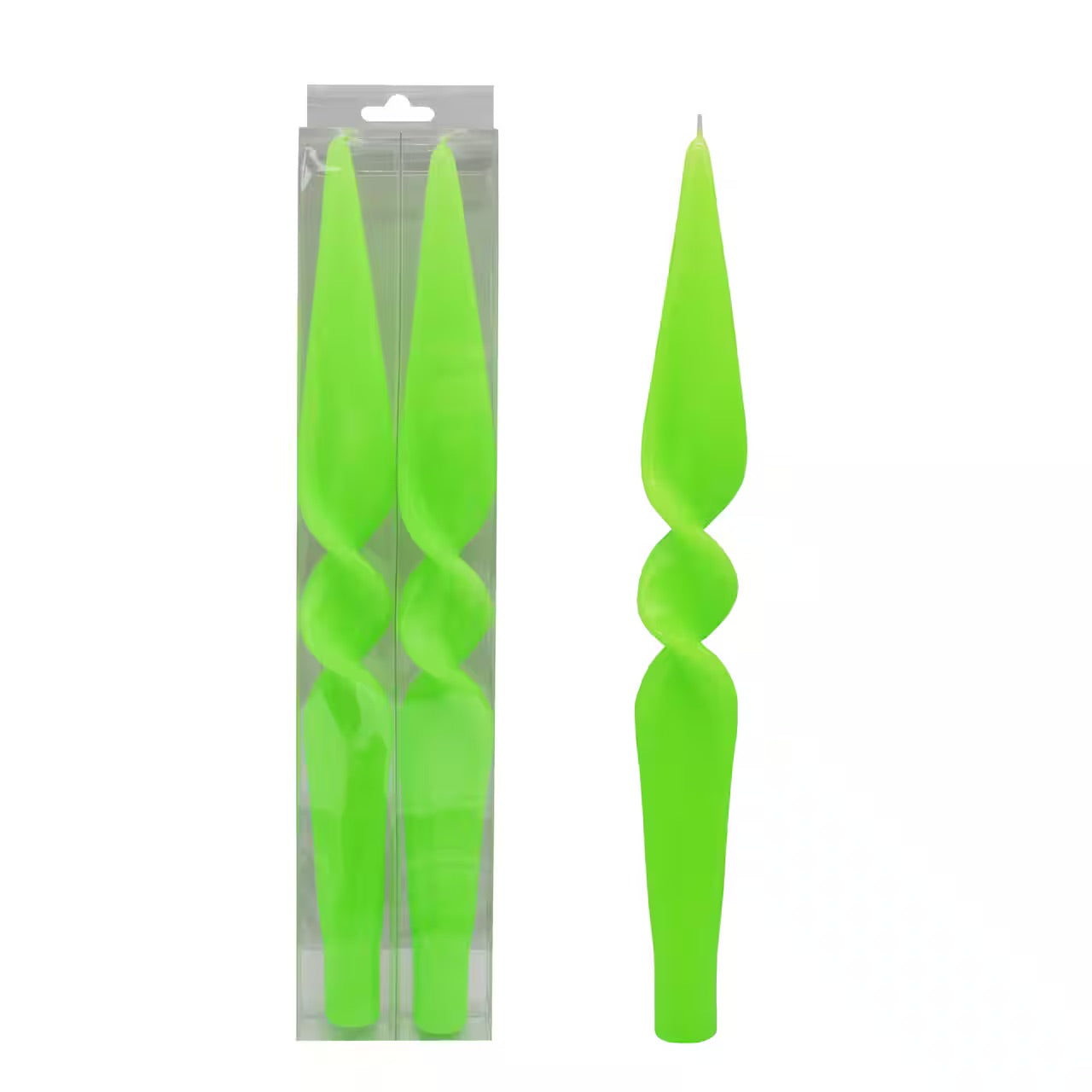 Twist Taper Candles- green