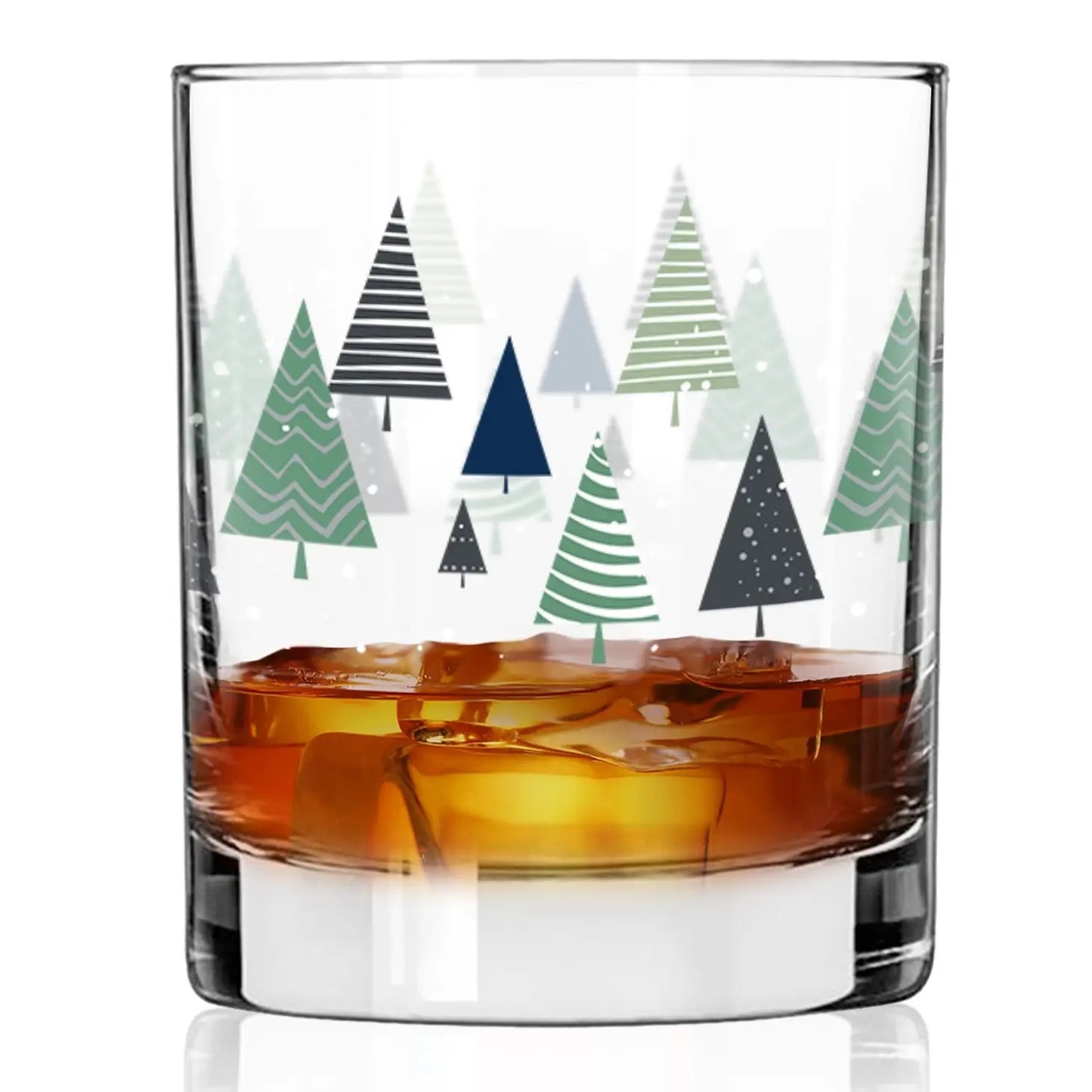 Christmas Holiday Trees 11 oz Whiskey Glass, clrnc