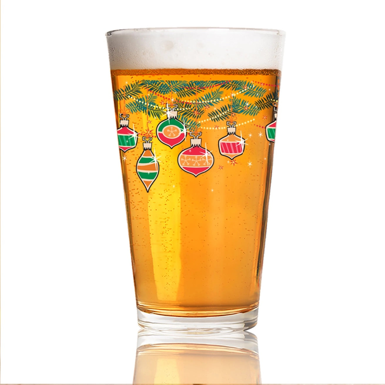 Retro Ornament Pint Glass - Tis the Season!