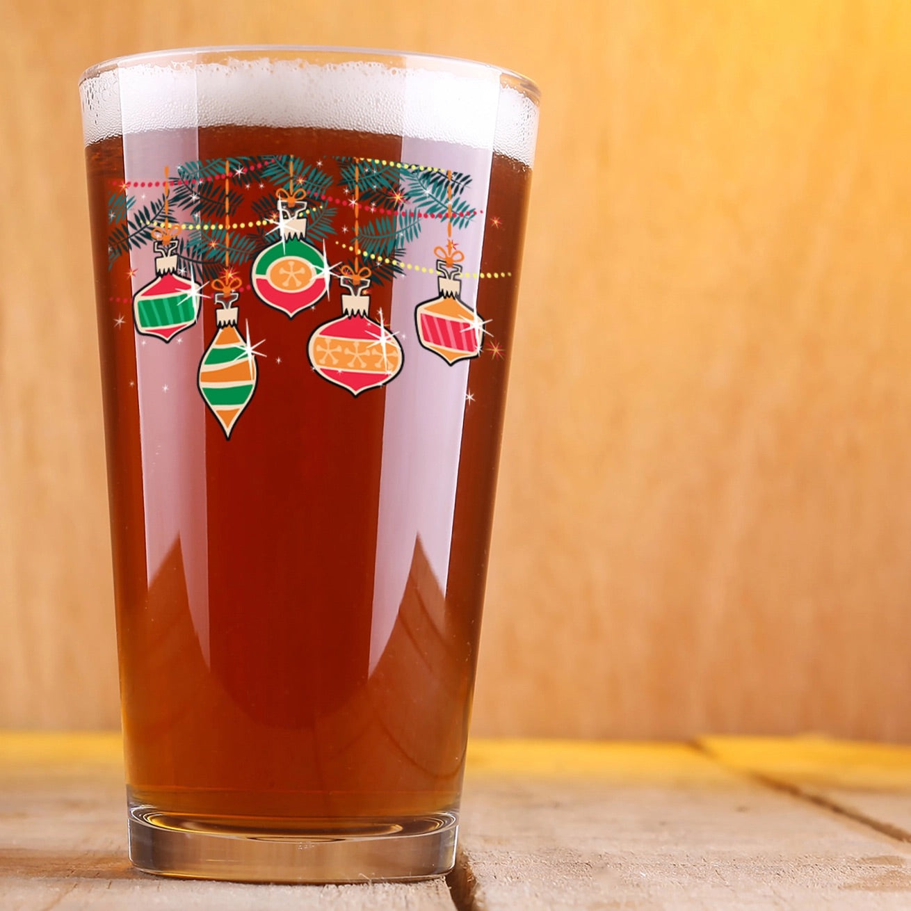 Retro Ornament Pint Glass - Tis the Season!