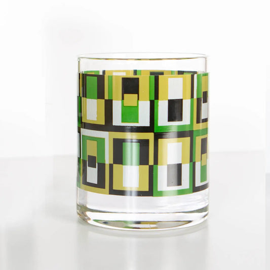 Mid Century Modern Green Square Vintage DOF Glass