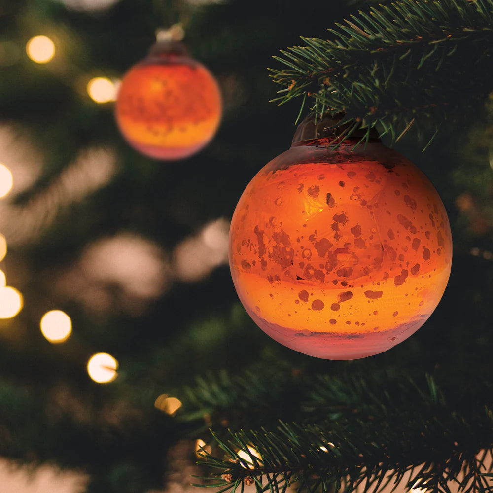 Orange Ava Mercury Handmade Glass Ball Ornament