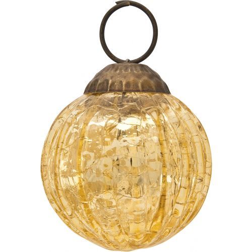 Gold Mona Mercury Glass Lined Ball Ornament