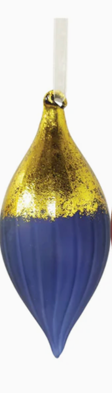 Christmas Boho Shimmering Gold Glass Ornament-Purple