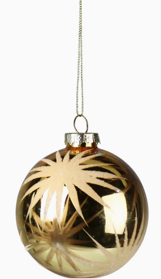 Etched Starburst Gold Ornament, Glass