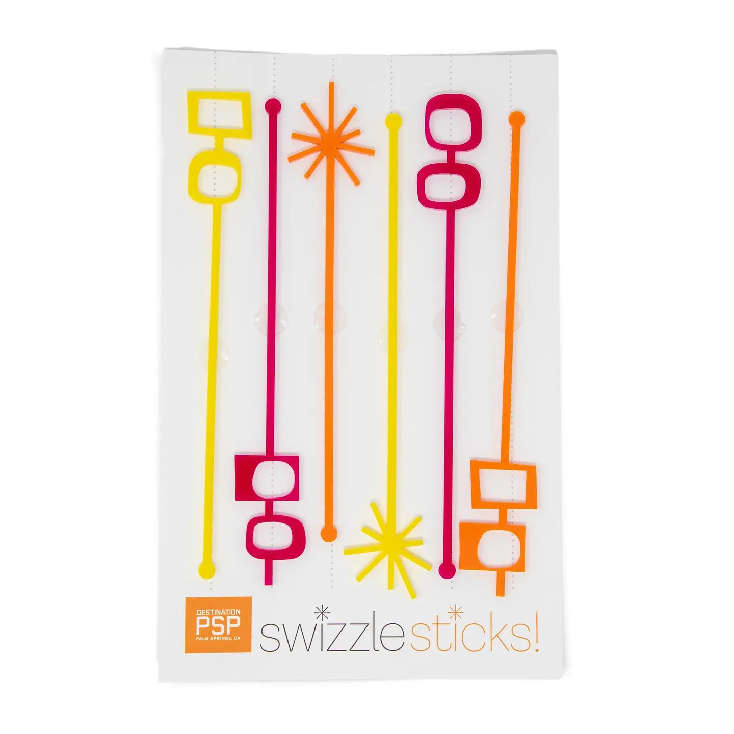 Acrylic Swizzle Stick Set - Atomic Orange Yellow