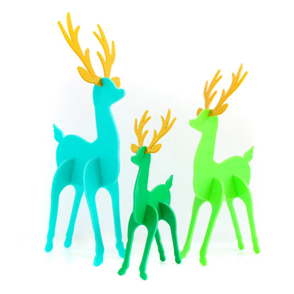 Teal and Green Acrylic Reindeer Holiday Decor, clrnc