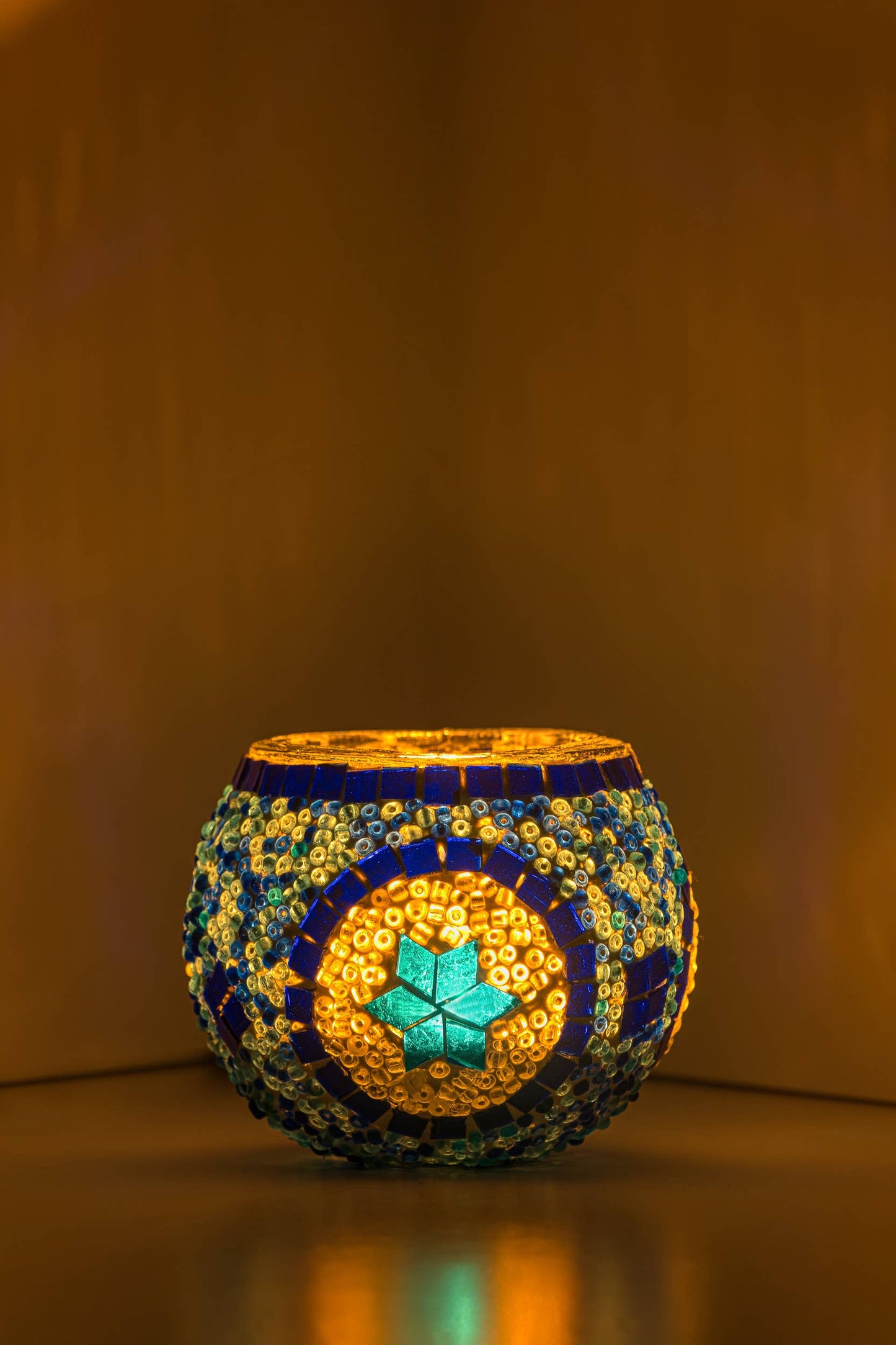 Mosaic Glass Candle Holders | Christmas Holiday Decor- multi-colored