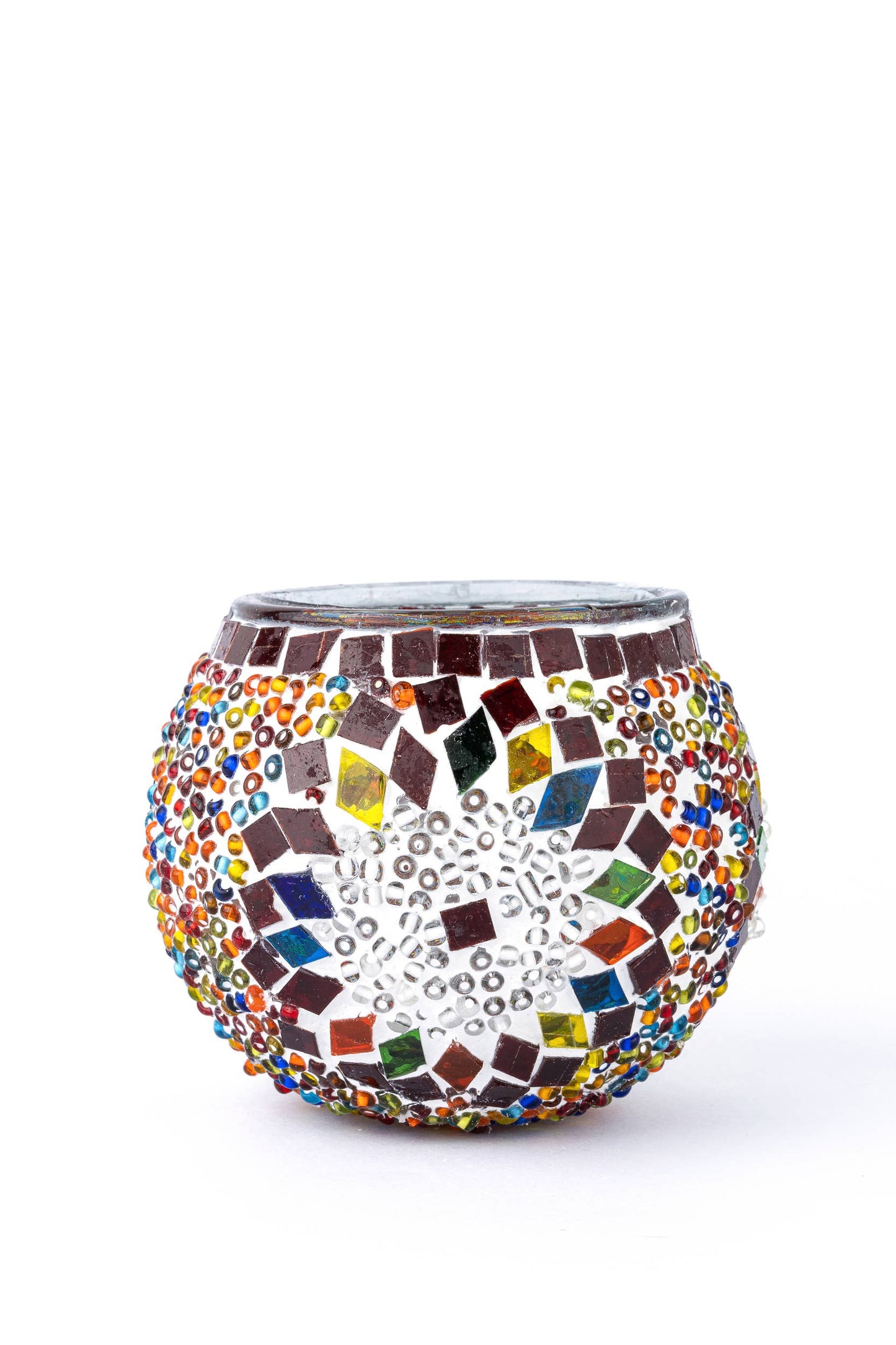 Mosaic Glass Candle Holders | Christmas Holiday Decor- multi-colored