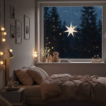 Twinkle Star ~ 7 Pointer, 9", White Paper Star Lantern Light