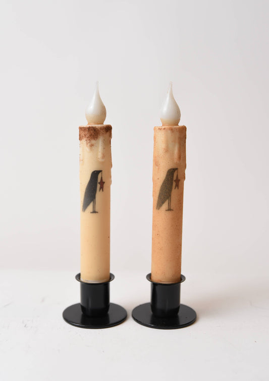 Crow Holding Star LED Timer Taper Candle