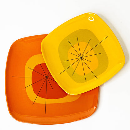 Atomic Melamine Salad Plates - Yellow - Set of 4