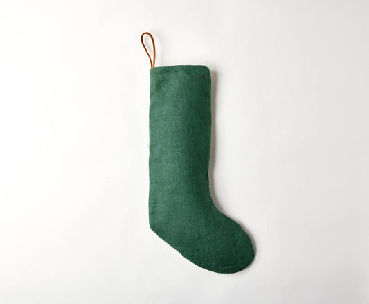 Linen Holiday Stocking - Emerald Forrest