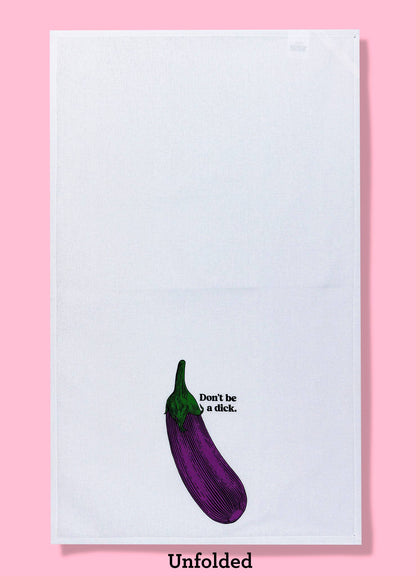 Don't Be A Dick dishtowel kitchen towel | eggplant retro