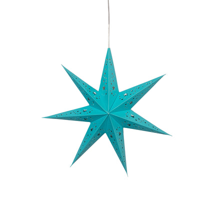Twinkle Star 7 Point 9" Teal Paper Star Lantern Light