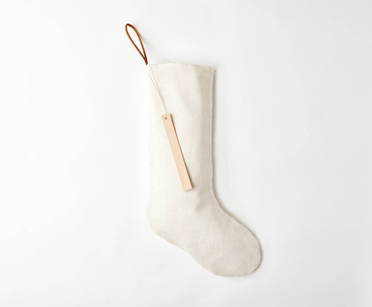 Linen Holiday Stocking - Creamy White