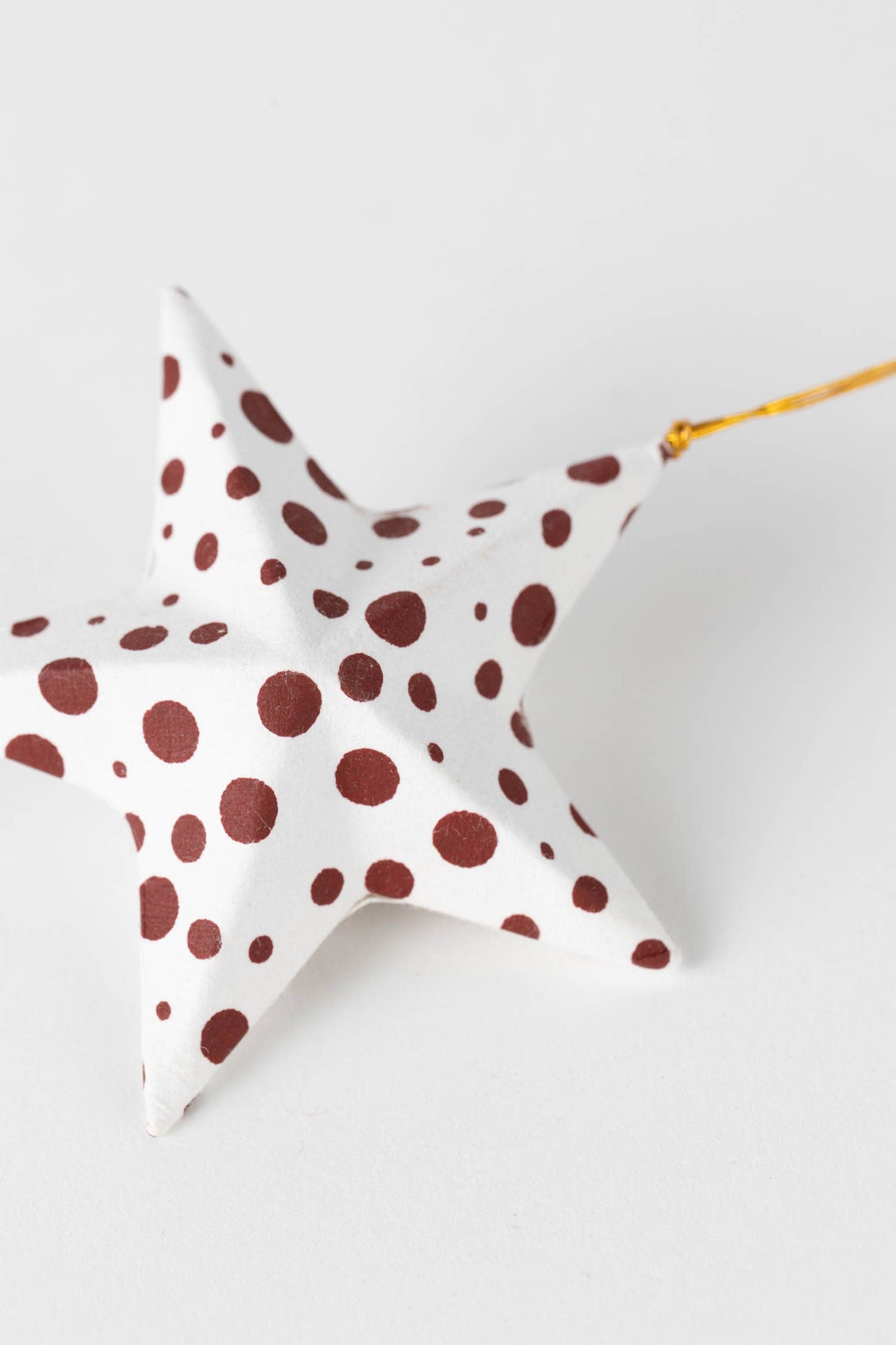 Polka Dot Star Ornament - White